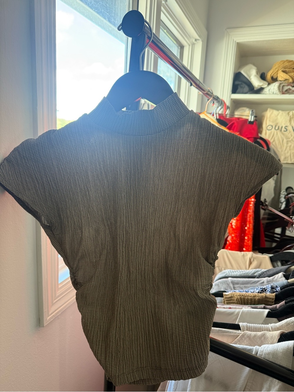 Zara Women’s Mock Neck Short Sleeve Top - grey